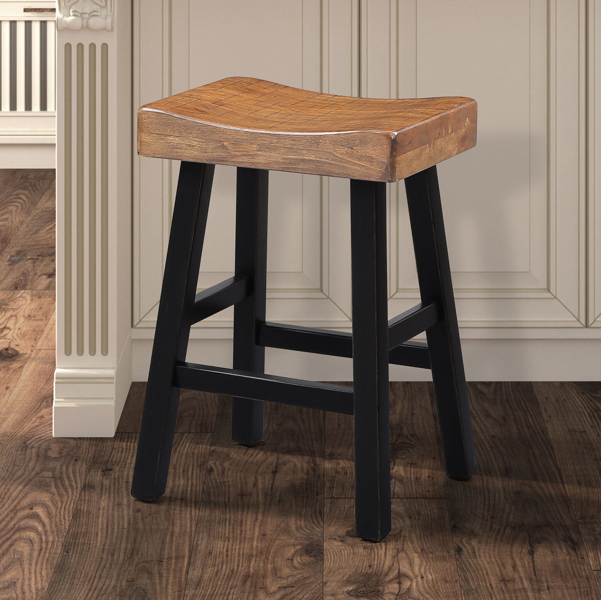 Biasca Oak/Black 24" Stool by Furniture of America at Eve Furniture