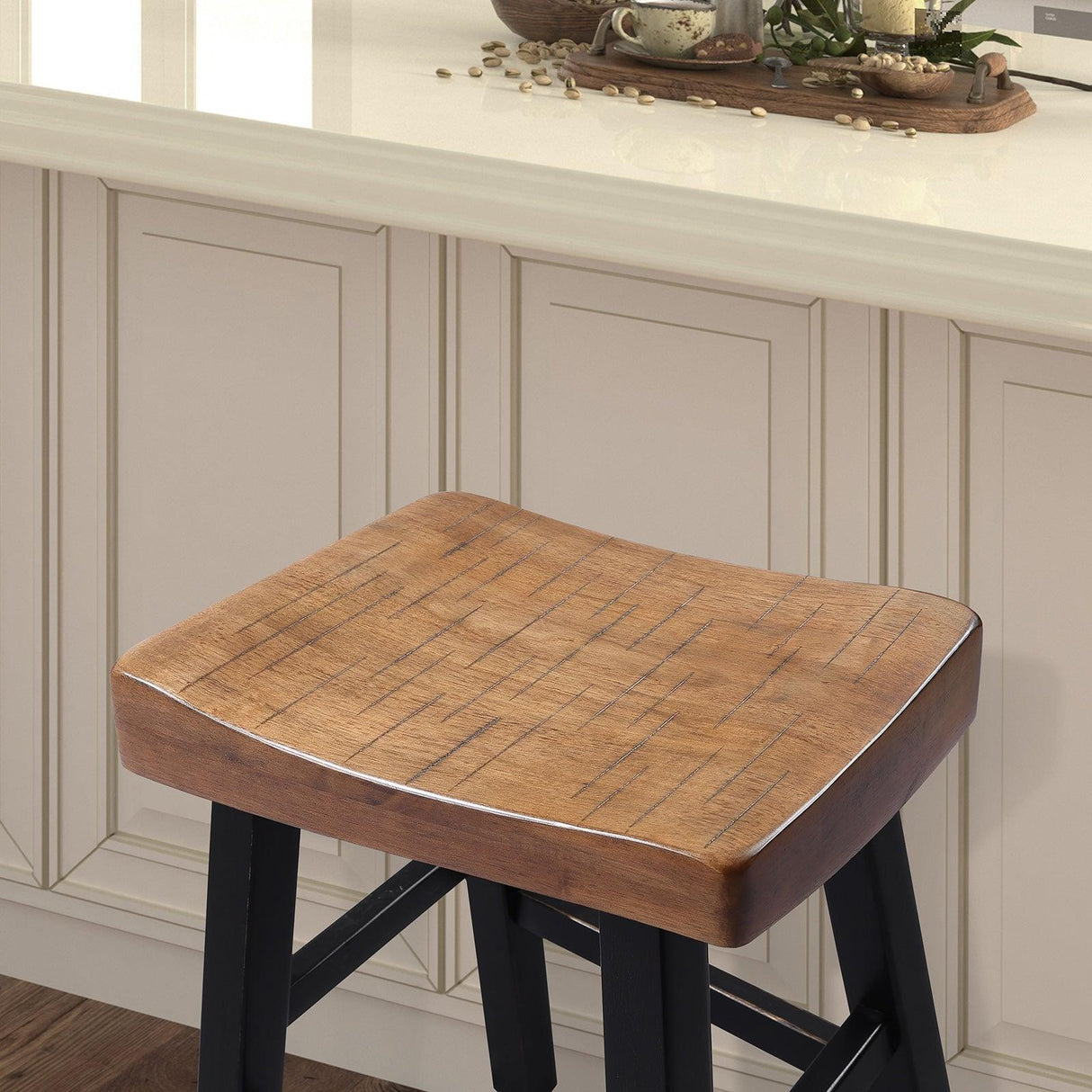 Biasca Oak/Black 24" Stool by Furniture of America at Eve Furniture