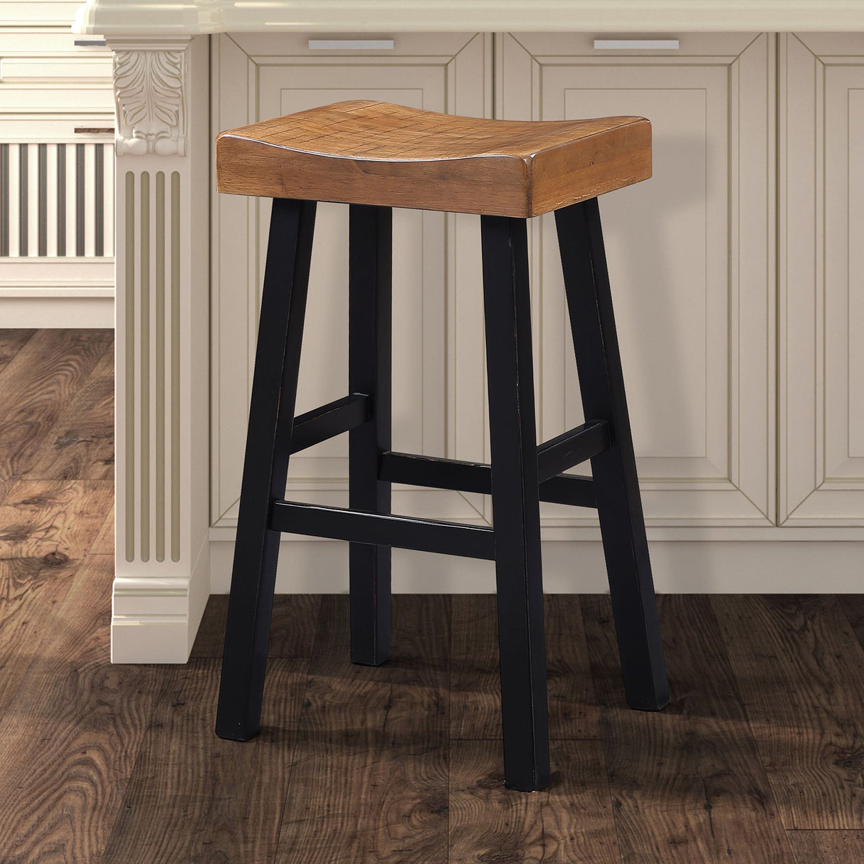 Biasca Oak/Black 29" Stool by Furniture of America at Eve Furniture
