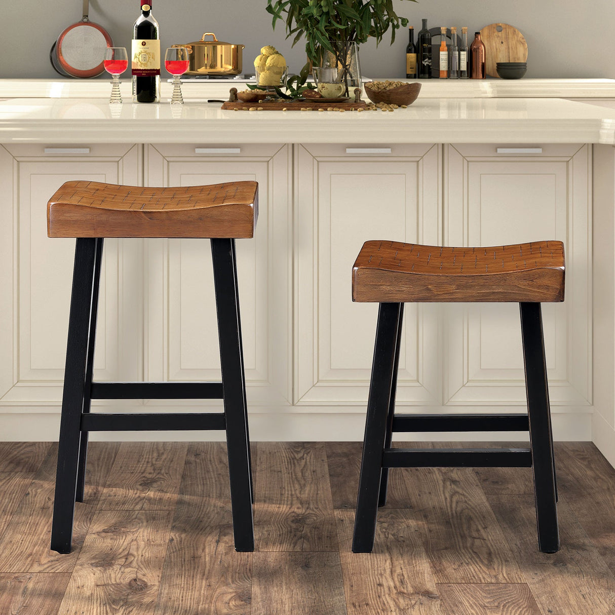 Biasca Oak/Black 29" Stool by Furniture of America at Eve Furniture