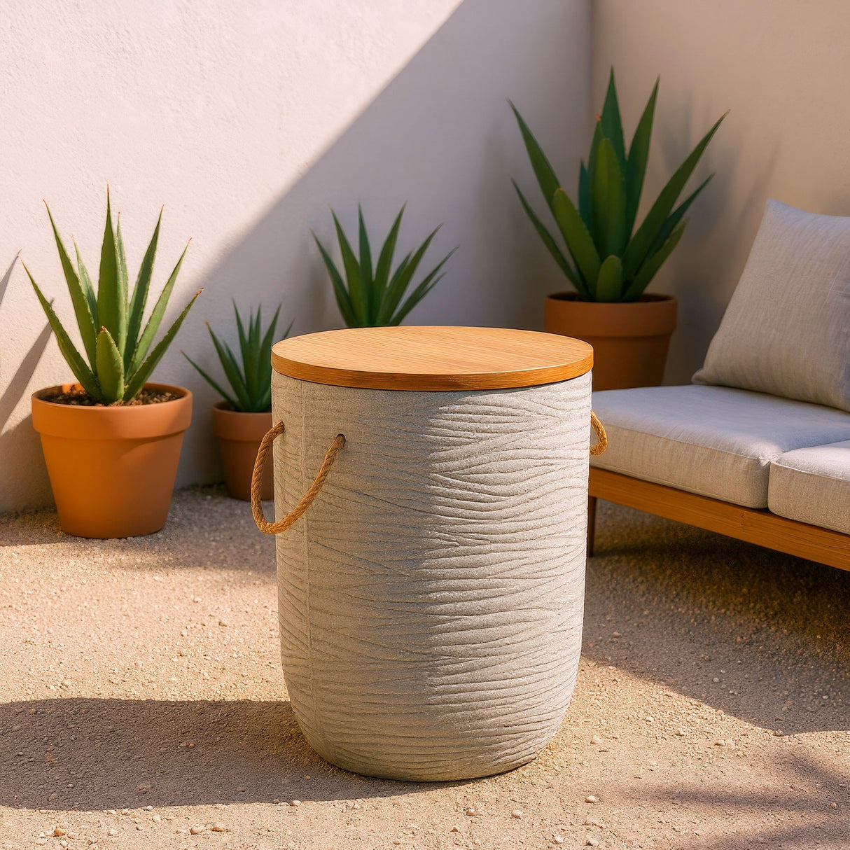 Biban Natural & Gray Outdoor Side Table by Zuomod at Eve Furniture