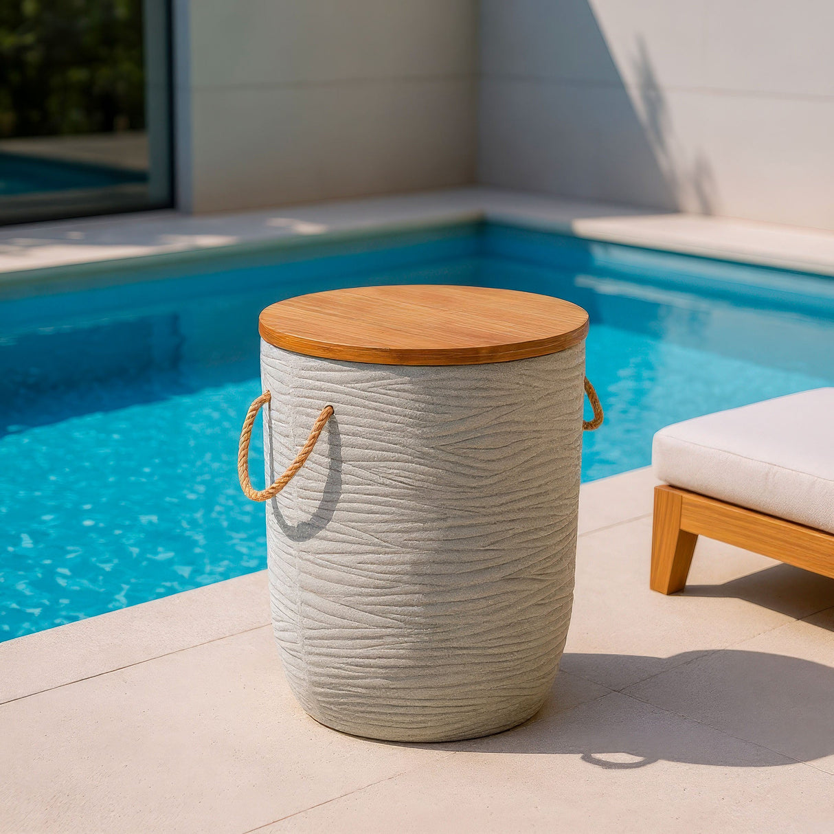 Biban Natural & Gray Outdoor Side Table by Zuomod at Eve Furniture