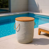 Biban Natural & Gray Outdoor Side Table by Zuomod at Eve Furniture