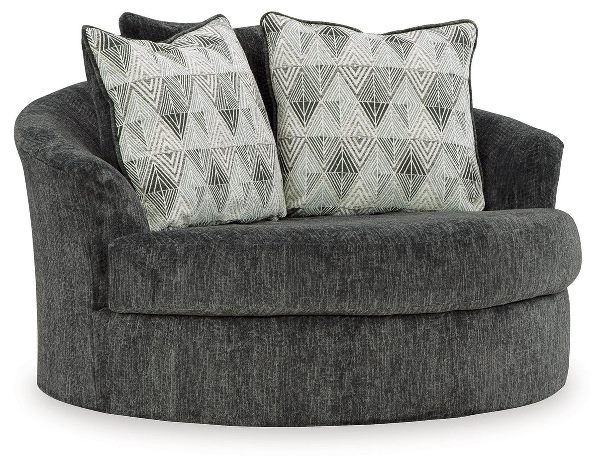 Biddeford Ebony Oversized Swivel Accent Chair by Ashley at Eve Furniture