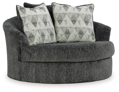 Biddeford Ebony Oversized Swivel Accent Chair by Ashley at Eve Furniture