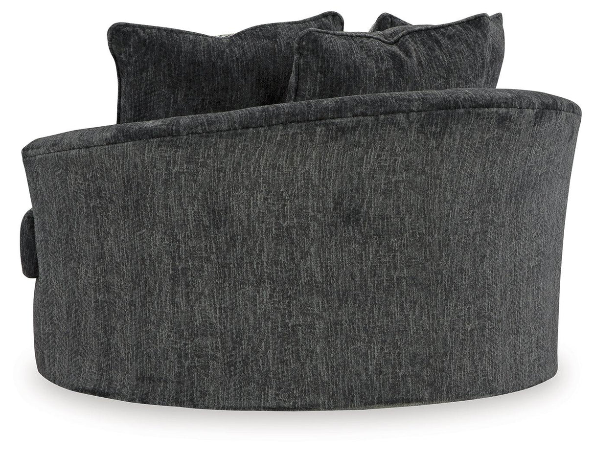 Biddeford Ebony Oversized Swivel Accent Chair by Ashley at Eve Furniture