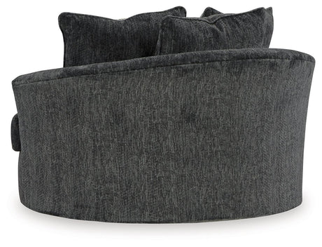 Biddeford Ebony Oversized Swivel Accent Chair by Ashley at Eve Furniture