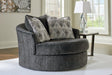 Biddeford Ebony Oversized Swivel Accent Chair by Ashley at Eve Furniture