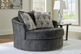 Biddeford Ebony Oversized Swivel Accent Chair by Ashley at Eve Furniture