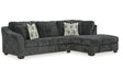 Biddeford Shadow 2-Piece Right Arm Facing (RAF) Chaise Sectional by Ashley at Eve Furniture