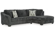 Biddeford Shadow 2-Piece Sectional with Chaise by Ashley at Eve Furniture