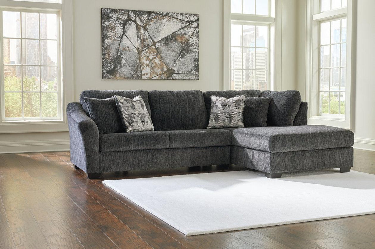 Biddeford Shadow 2-Piece Sectional with Chaise by Ashley at Eve Furniture