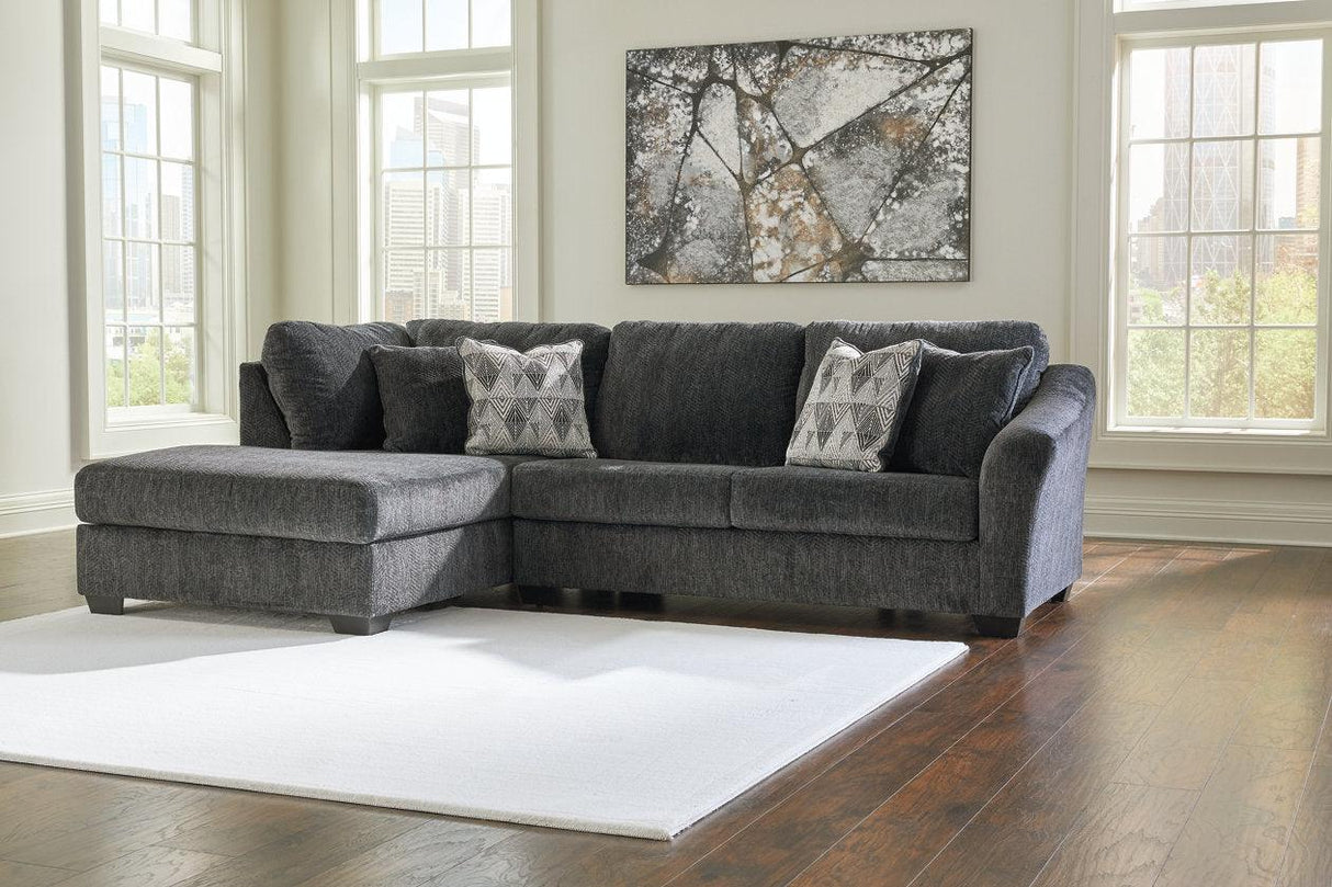 Biddeford Shadow 2-Piece Sectional with Chaise by Ashley at Eve Furniture
