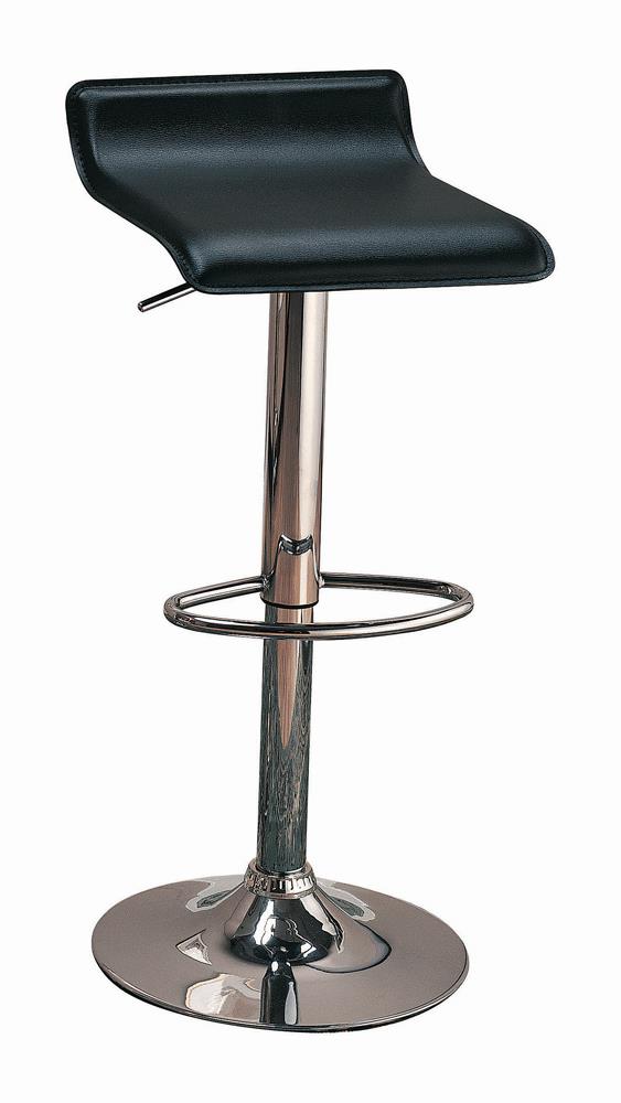 Bidwell Black/Chrome 29" Upholstered Backless Adjustable Bar Stools, Set of 2