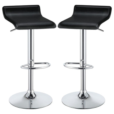 Bidwell Black/Chrome 29" Upholstered Backless Adjustable Bar Stools, Set of 2 by Coaster at Eve Furniture
