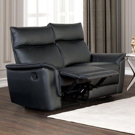 Bienne Black Loveseat Manual Recliner by Furniture of America at Eve Furniture