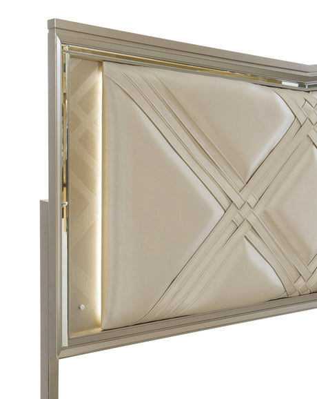 Bijou Champagne King LED Upholstered Storage Platform Bed by Homelegance at Eve Furniture