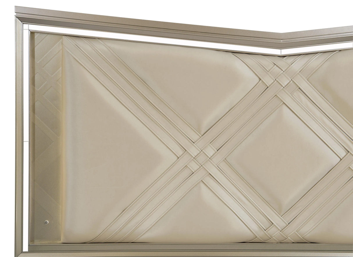 Bijou Champagne King LED Upholstered Storage Platform Bed by Homelegance at Eve Furniture