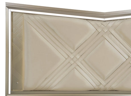 Bijou Champagne King LED Upholstered Storage Platform Bed by Homelegance at Eve Furniture
