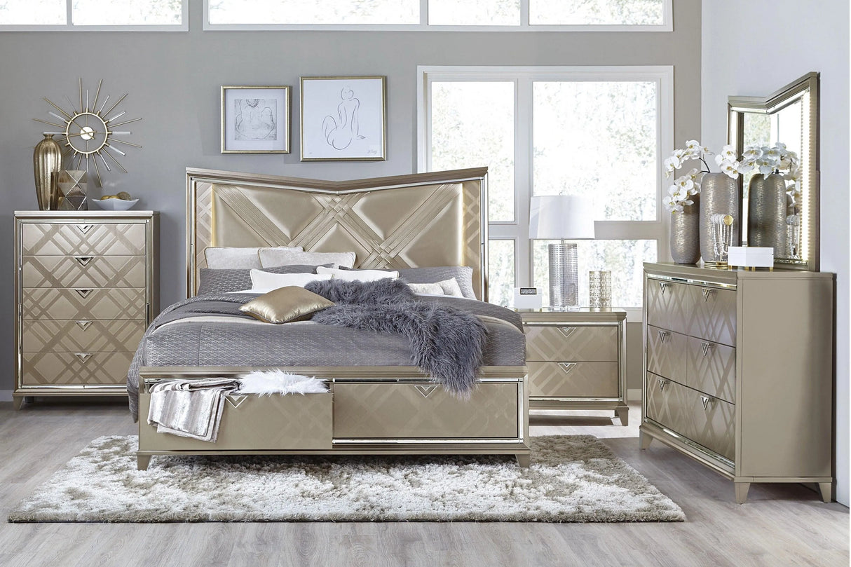 Bijou Champagne Nightstand by Homelegance at Eve Furniture