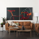 Bike Handle Green by Alarm a Hand Embellished Textured Canvas by Mercana at Eve Furniture