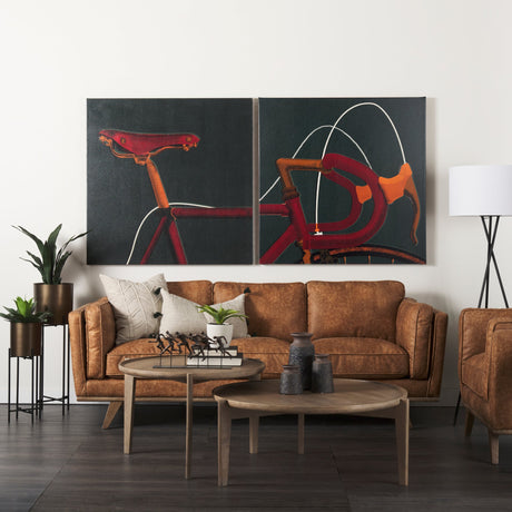 Bike Handle Green by Alarm a Hand Embellished Textured Canvas by Mercana at Eve Furniture
