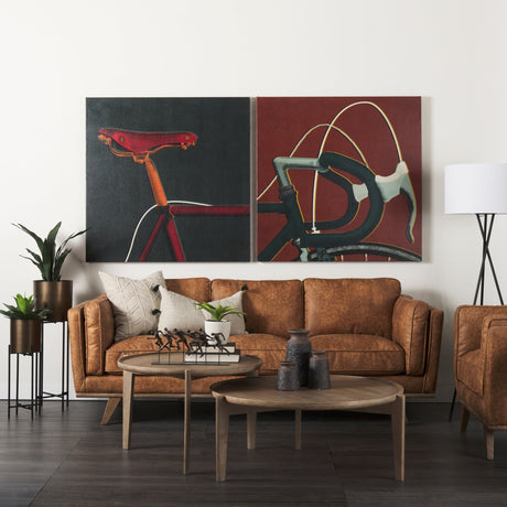 Bike Handle Orange by Alarm a Hand Embellished Textured Canvas by Mercana at Eve Furniture