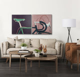 Bike Handle Pink by Alarm a Hand Embellished Textured Canvas by Mercana at Eve Furniture
