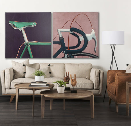 Bike Handle Pink by Alarm a Hand Embellished Textured Canvas by Mercana at Eve Furniture
