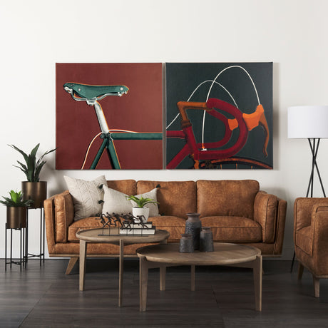 Bike Saddle Orange by Alarm a Hand Embellished Textured Canvas by Mercana at Eve Furniture