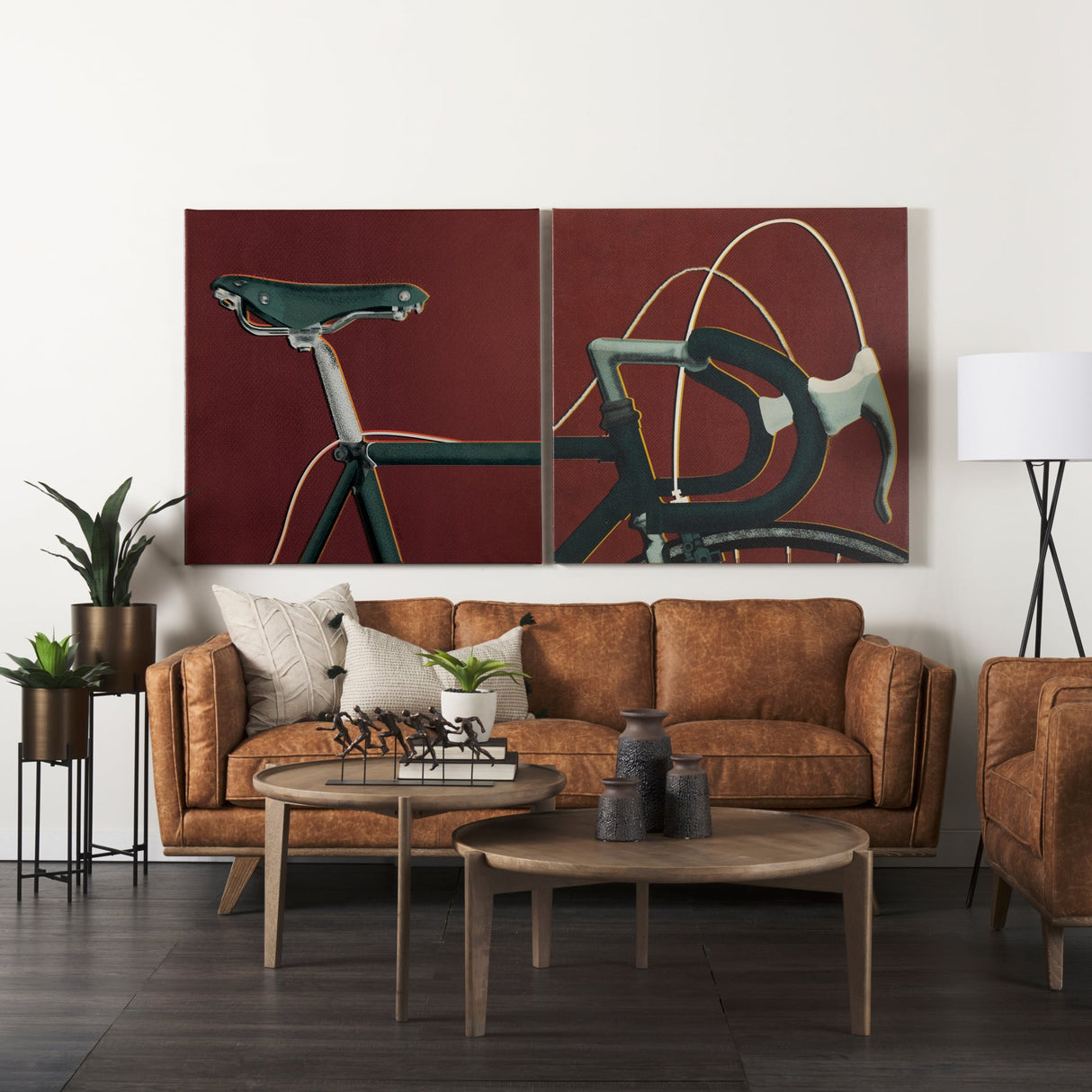 Bike Saddle Orange by Alarm a Hand Embellished Textured Canvas by Mercana at Eve Furniture