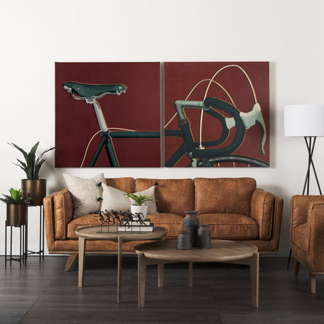 Bike Saddle Orange by Alarm a Hand Embellished Textured Canvas by Mercana at Eve Furniture