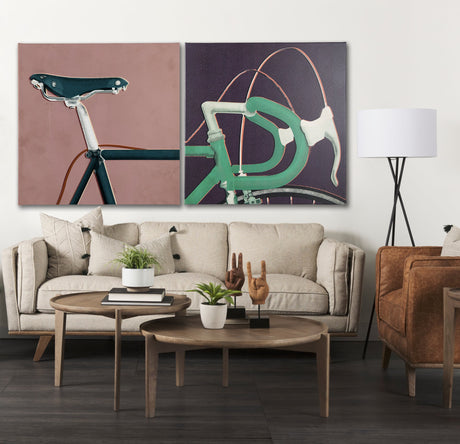 Bike Saddle Pink by Alarm a Hand Embellished Textured Canvas by Mercana at Eve Furniture