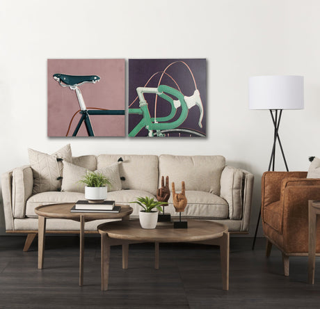 Bike Saddle Pink by Alarm a Hand Embellished Textured Canvas by Mercana at Eve Furniture