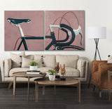 Bike Saddle Pink by Alarm a Hand Embellished Textured Canvas by Mercana at Eve Furniture