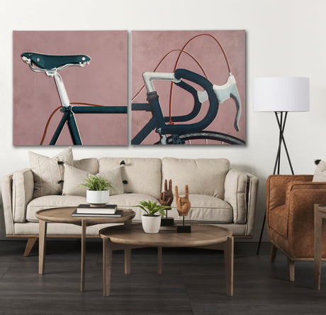 Bike Saddle Pink by Alarm a Hand Embellished Textured Canvas by Mercana at Eve Furniture