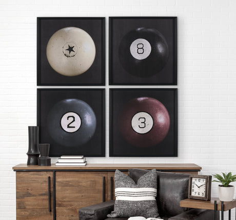 Billiard III 2 Ball by Chris Dunker a Hand Embelished Textured Framed Art Decograph Print by Mercana at Eve Furniture