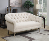 Billie Tufted Back Settee with Roll Arm Natural