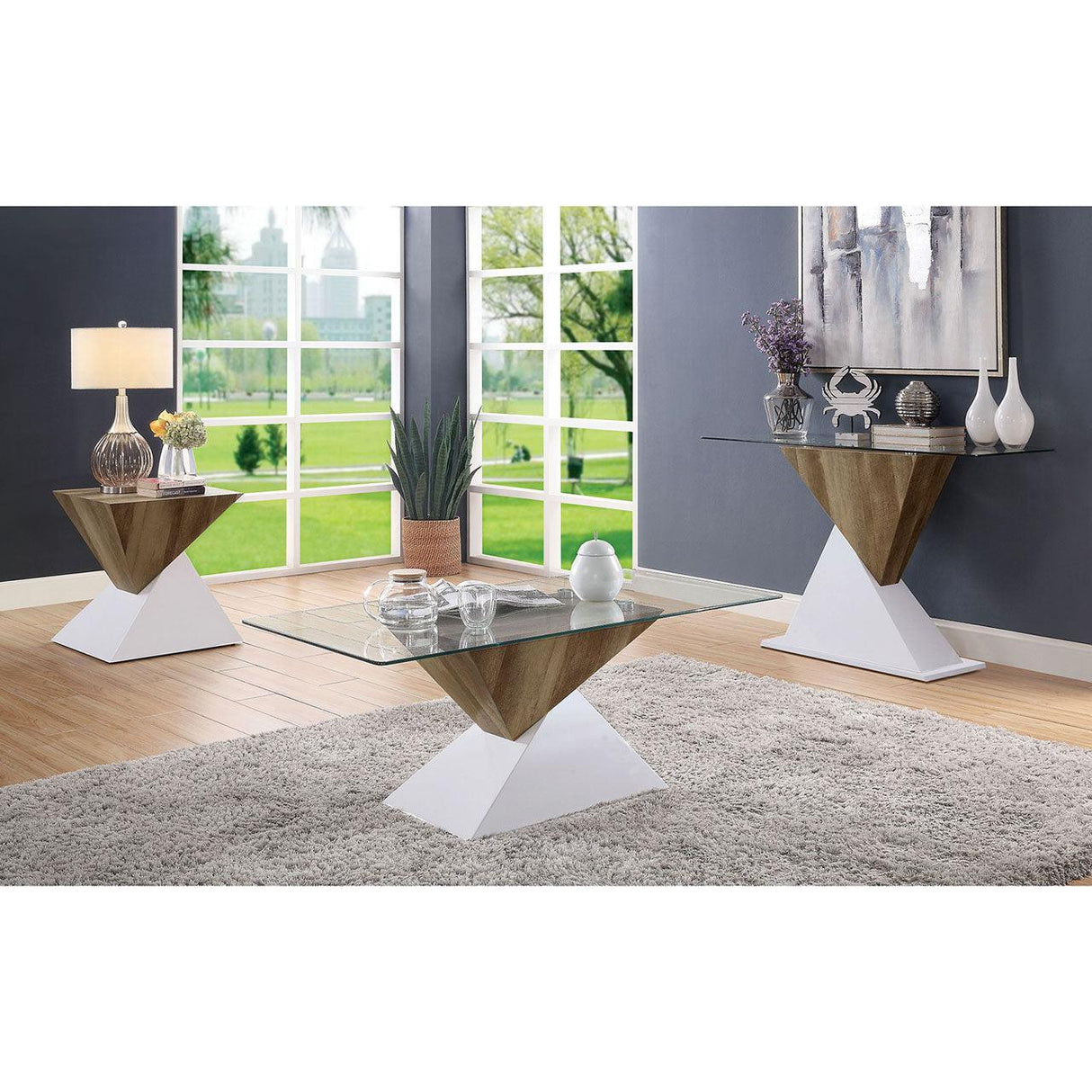 Bima White/Natural Tone Coffee Table by Furniture of America at Eve Furniture