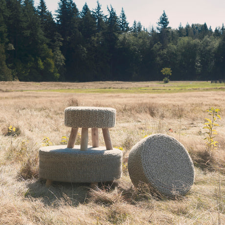 Bina Dark Gray 4 Legged Wool Stool by Mercana at Eve Furniture