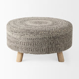Bina Dark Gray 4 Legged Wool Stool by Mercana at Eve Furniture