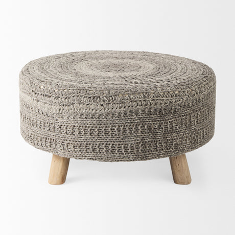 Bina Dark Gray 4 Legged Wool Stool by Mercana at Eve Furniture