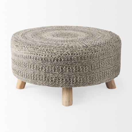 Bina Dark Gray 4 Legged Wool Stool by Mercana at Eve Furniture