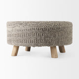 Bina Dark Gray 4 Legged Wool Stool by Mercana at Eve Furniture