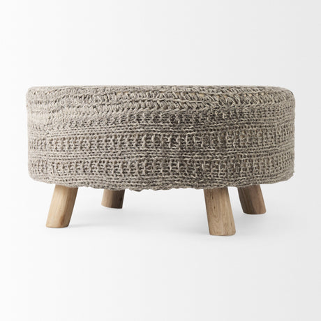 Bina Dark Gray 4 Legged Wool Stool by Mercana at Eve Furniture