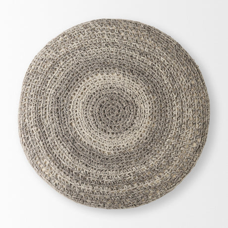 Bina Dark Gray 4 Legged Wool Stool by Mercana at Eve Furniture