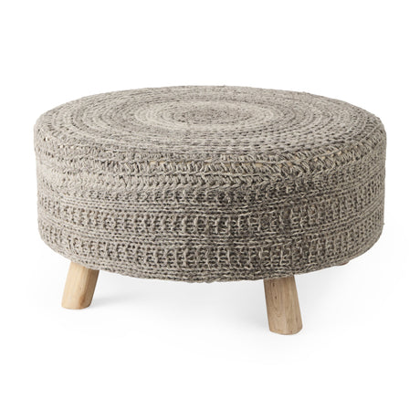 Bina Dark Gray 4 Legged Wool Stool by Mercana at Eve Furniture
