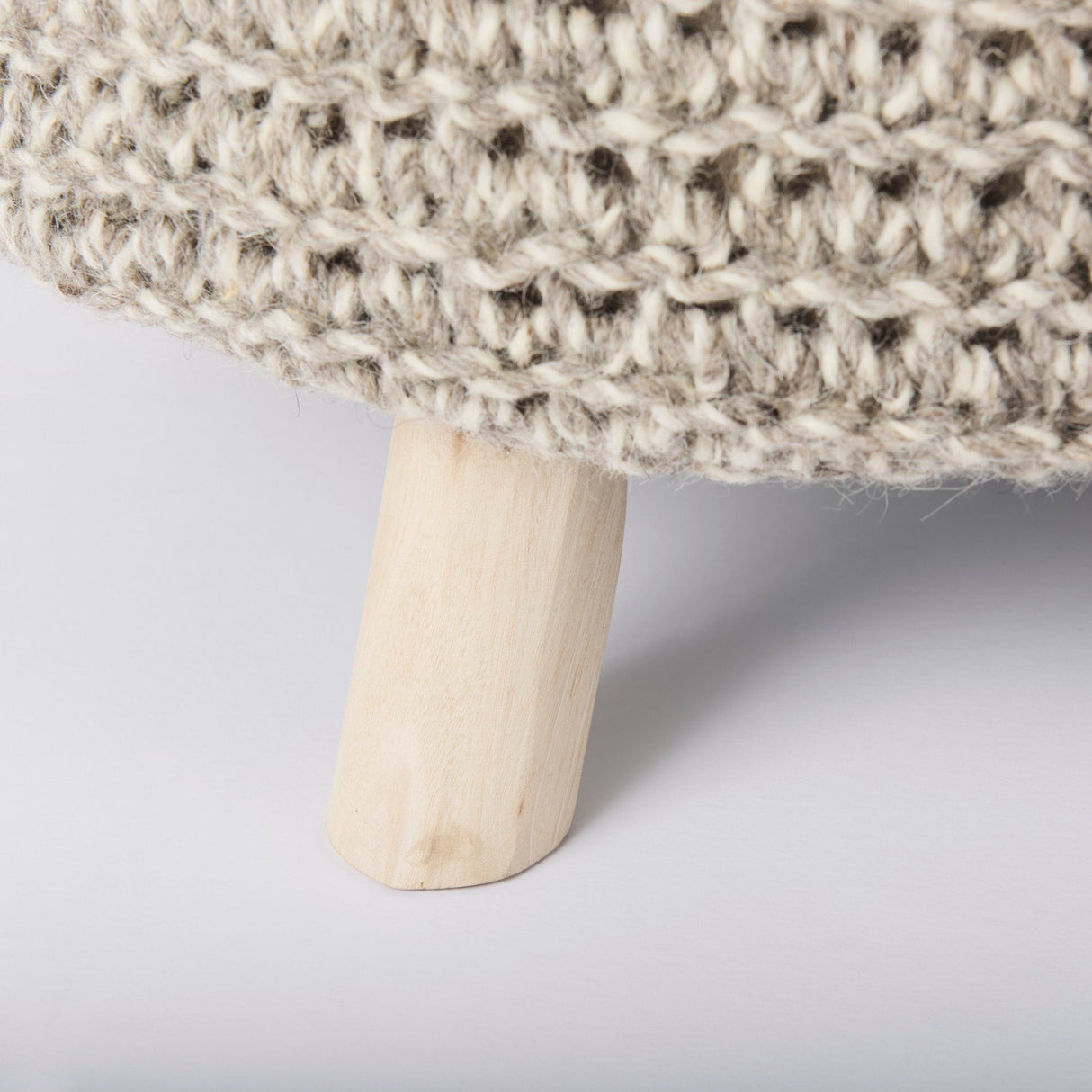 Bina Light Gray 4 Legged Wool Stool by Mercana at Eve Furniture