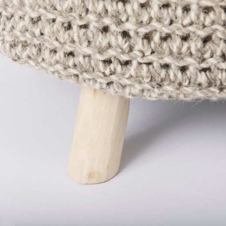 Bina Light Gray 4 Legged Wool Stool by Mercana at Eve Furniture