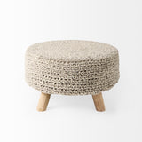 Bina Light Gray 4 Legged Wool Stool by Mercana at Eve Furniture